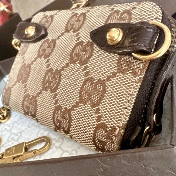 Gucci GG Canvas w Leather Micro Mini Chain Pouch Bag - Picture 9 of 16